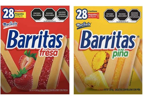 Set Barritas Marinela Piña Y Fresa Galletas Dulces