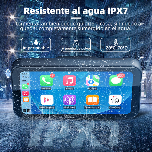 Estereo Pantalla Para Moto Carplay Android Auto Con Camaras Color M625