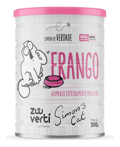 Ração Úmida Papapets Gatos Simon Cat Frango Lata 300g