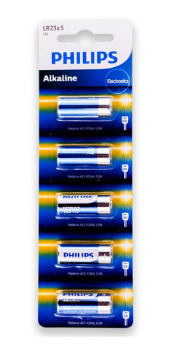 05 Pilhas Baterias Philips 23a 12v A23 Alcalina 1 Cartela