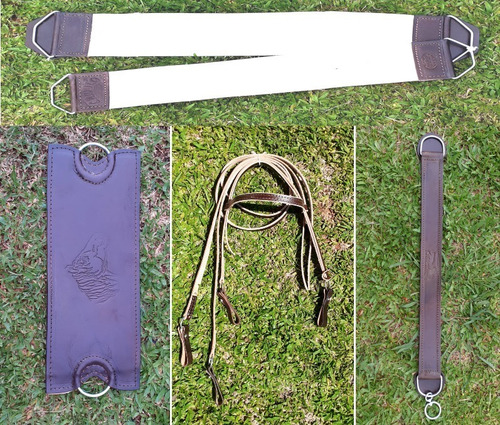 Imagem 1 de 5 de Conjunto Redeas, Travessões E Barrigueira - Para Cavalo