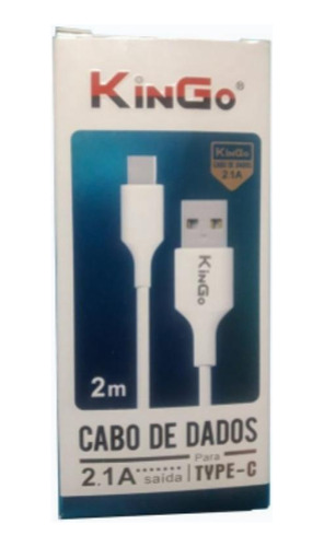 Kit 5 Cabos De Dados Usb-c Kingo Branco 2 Metros 2.1a