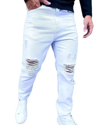 Pantalon Jean Blanco Hombre