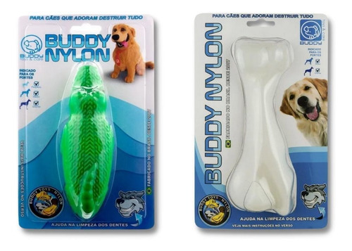 Kit 2 Mordedores Para Cães Buddy Toys Nylon Crocojack Ossão