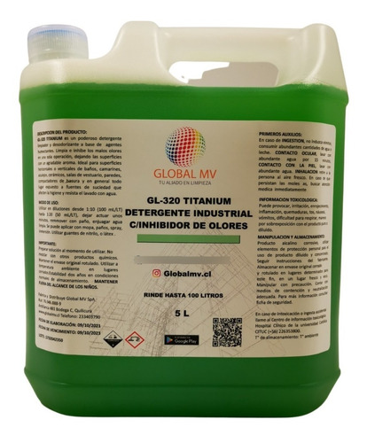 Detergente Industrial Concentrado Para Baños Higienizante 5l