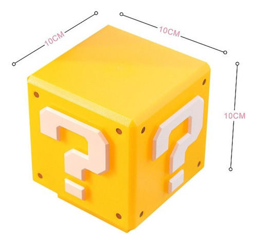 Candeeiro de mesa Mario Bros Cube, luz noturna LED para crianças, estrutura de cores, luz noturna, ponto de interrogação, tela colorida de 1w