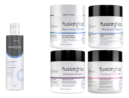 Fusion Frizz 3 Máscaras + Recovery Smooth + Progressiva Org