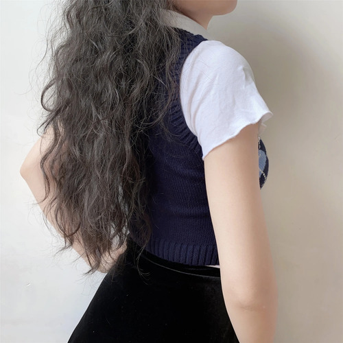 Chaleco De Punto A Cuadros Para Mujer, Casual, Todo Combinad