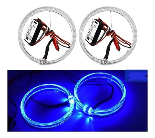 X2 Anillos Luz Led Circular Universal Ojos De Ángel Azul
