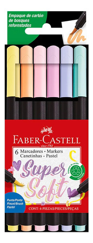 6plumones Pastel Faber Castell Super Soft Punta Pincel Brush