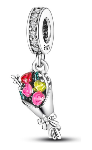 Dije Charm Ramo De Flores Plata 925