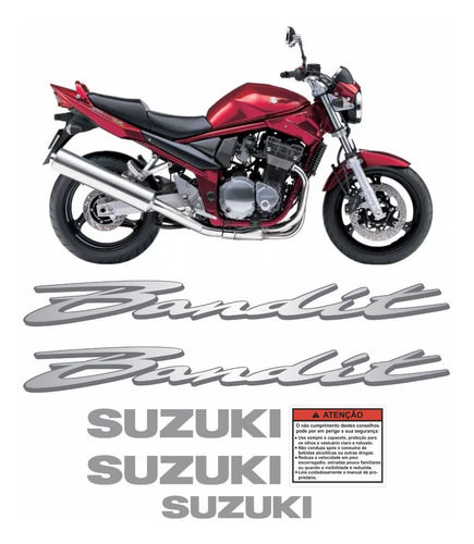 Jogo Faixa Emblema Adesivo Suzuki Bandit 600n 2003 Vermelha