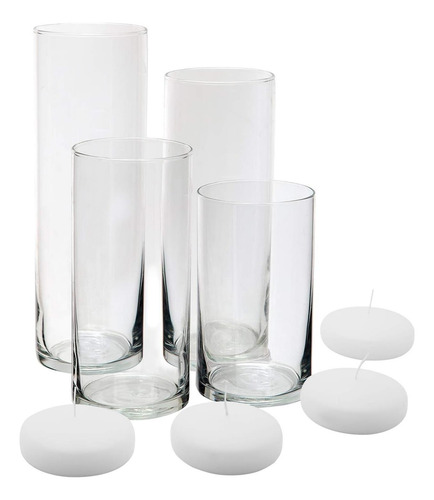 Royal Imports - Juego De 4 Floreros Cilíndricos De Cristal P