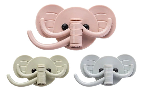 2 Gancho Parede Elefante Cabide Roupa Autoadesivo Infantil