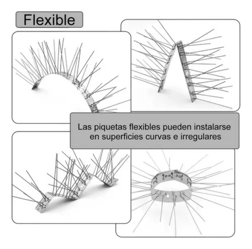 14 Pcs Púas Antipalomas Y Aves Caja Con Lineales Inoxidables