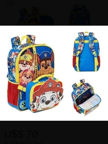 Morral Paw Patrol Combo Escolar Con Lonchera 