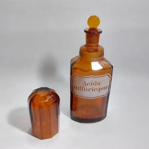 Antiguo Frasco Farmacia Cristal Con Vaso Mag 63717 (Usado)
