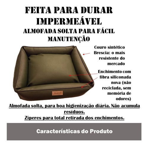 Caminha Cama Pet Cachorro Xxg Fácil De Limpar Couro Brescia