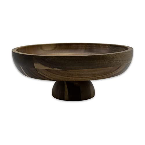 | Large 12-inch Brown Acacia Wood Bowl | Kitchen Counte...