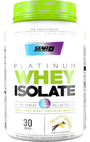 Star Nutrition Platinum Whey Isolate Proteínas Sabor Vainilla Cream En Pote De 908g