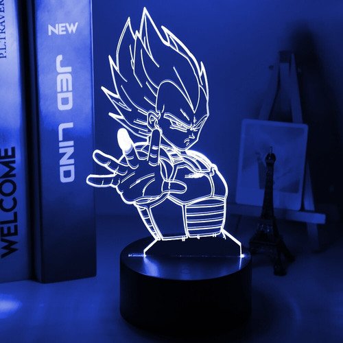 Anime Drogan Ball Vegeta Figura Led Luz De Noche 3d