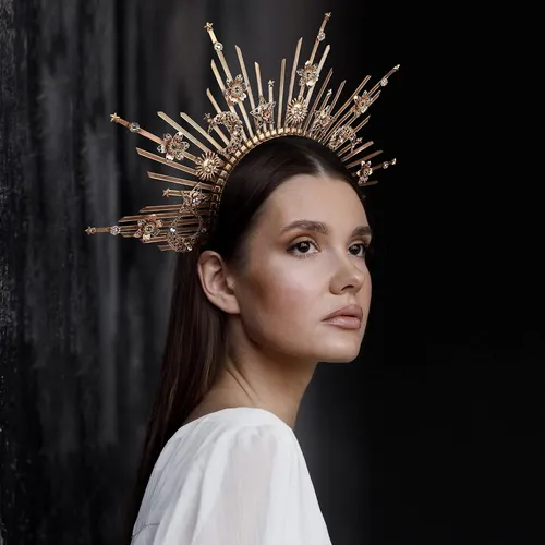 Corona De Halo De Estrella Lunar Cabeza Diadema Pinchos...