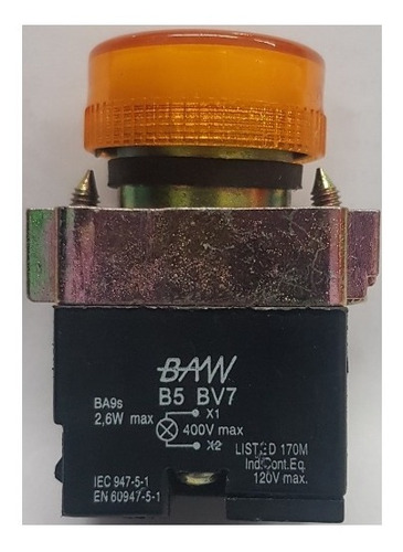 Imagen 2 de 4 de Luz Piloto Ojo De Buey 220v Ámbar B5bv75 Baw Por E631 Loc