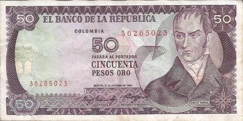 Colombia 50 Pesos Oro 12 Octubre 1984