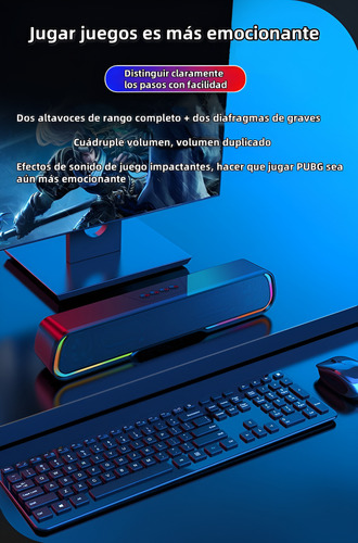 Barra De Sonido Soundbar Bluetooth Gamer Con Luces Rgb