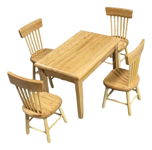 Juego De Sillas Y Mesa De Comedor Compatible Con Casa Madera