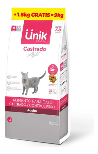 Alimento Unik Gato Castrado X 7.5 + 1.5 Kilos