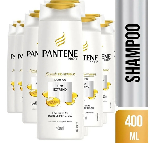 Pack De 12 Shampoo Pantene Pro-v Liso Extremo 400 Ml