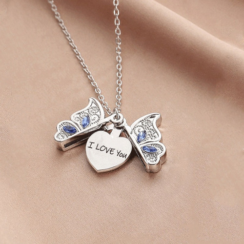 Collar I Love You Mariposa Parejas Regalos Amor San Valentín