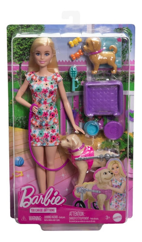 Boneca Barbie E Cachorro Na Cadeira De Rodas Mattel - Htk37