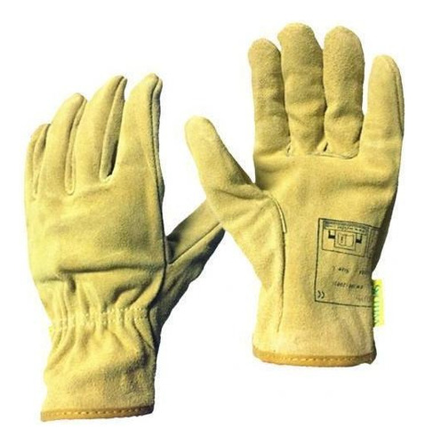 2 Guantes Para Soldar, Cuero Vacuno, Amarillo - 9.5 ''