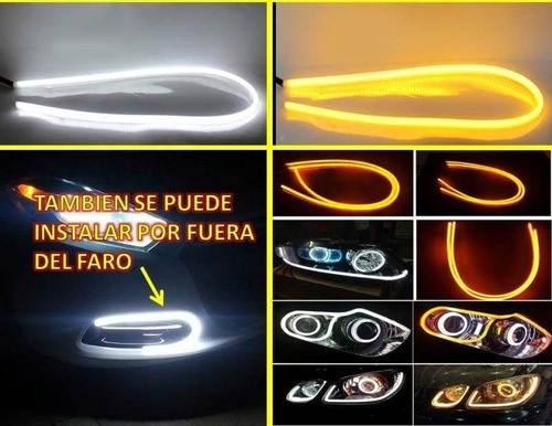 Imagen 5 de 10 de Tira Leds Luz Continua Faroles Auto 12v Flexible.x Par T130