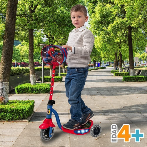 Patín Scooter Apache Spiderman Hombre Araña C/led P/+4 Años
