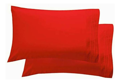 Elegant Comfort 2 Fundas De Almohada King Sizes, Color Rojo Liso