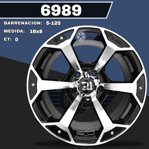 4 Rines 16 Off Road 5-120 Amarok S10 Chevelle Blazer Black Machine