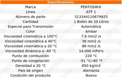 20 Lts Aceite Atf 1 Automática Pentosin Swift L3 1.0l 92/94