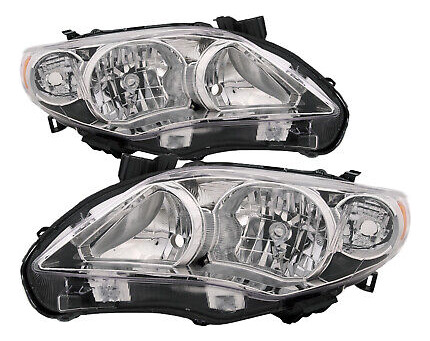 Headlights Pair For 11-13 Toyota Corolla Left Right Halo Vvc