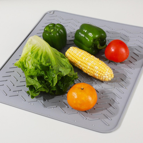 Bandeja De Silicona Para Secar Platos Que Protege Las S Gris