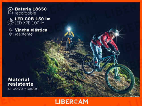 Linterna Minero Cabeza Vincha Doble Led Cob Recargable