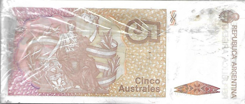 Fajo Billetes X 100 $ 5 Australes Sin Circular Palermo (Usado)