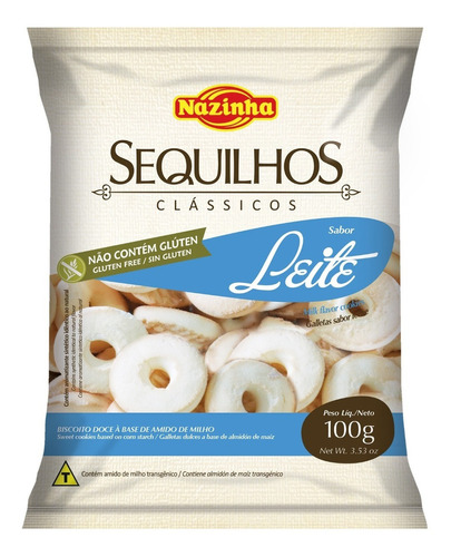 Biscoito Sequilho Leite sem Glúten Nazinha Clássicos Pacote 100g