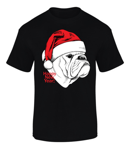 Camiseta Manga Corta Bulldog Feliz Navidad Series Black 