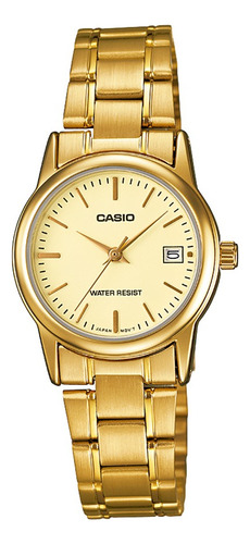 Reloj Fashion Casio Ltp-v002g-9audf Pulso Acero Para Mujer Color de la correa Dorado Color del bisel Dorado Color del fondo Dorado