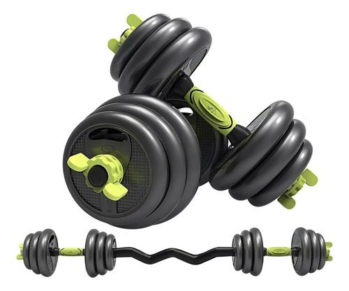 Kit Set De Mancuernas Ajustables Pesas Alta Calidad 20kg Gym Color Verde