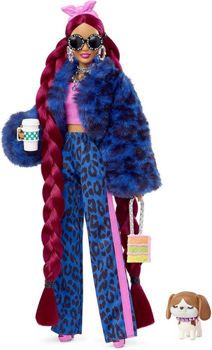 Barbie Extra Muñeca Con Traje De Leopardo Azul Puppy N° 17