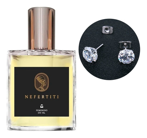 Perfume Feminino Nefertiti + Brinco Prata Ponto De Luz 6mm